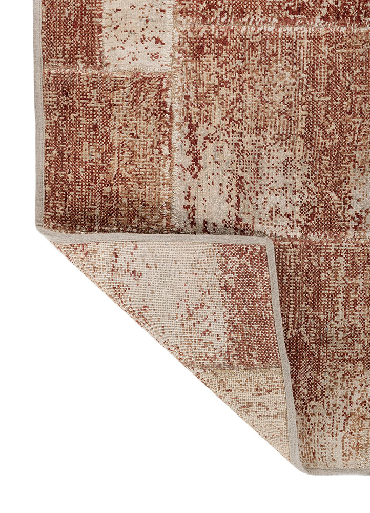 provenance red and orange wool and silk hand knotted Rug - Perspective