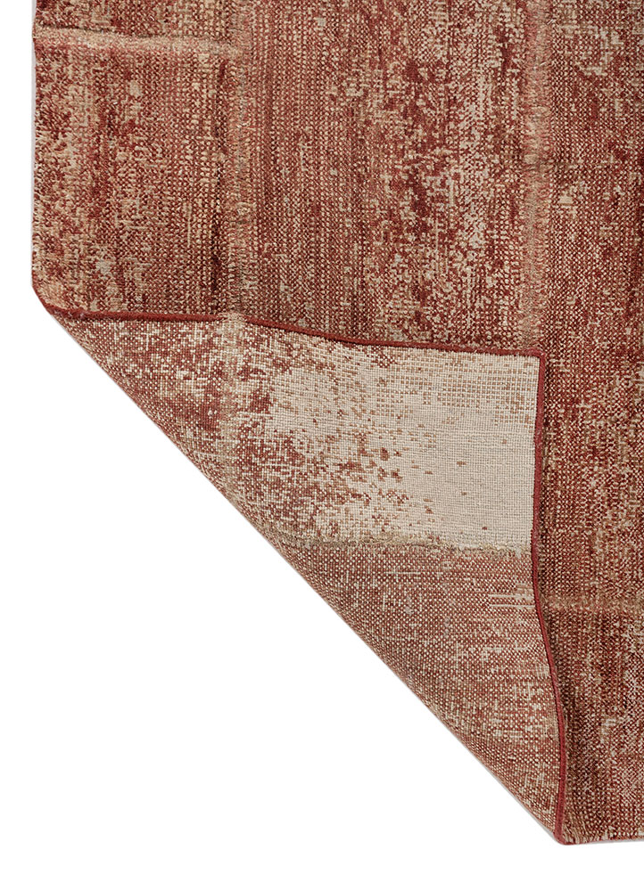 provenance red and orange wool and silk hand knotted Rug - Perspective
