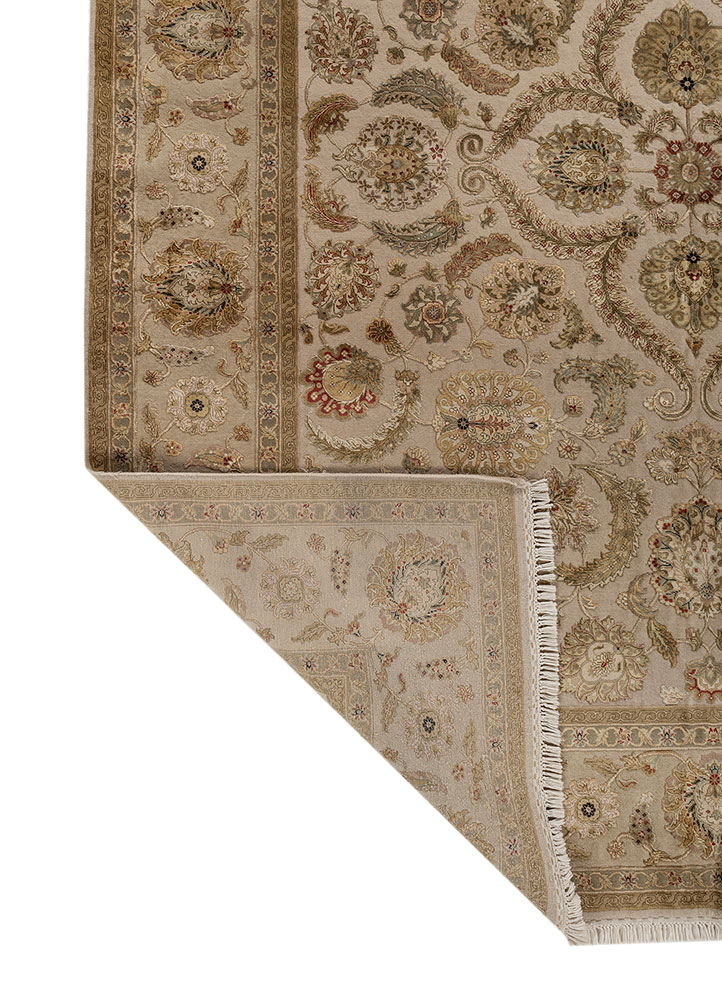 aurora gold wool and silk hand knotted Rug - Perspective