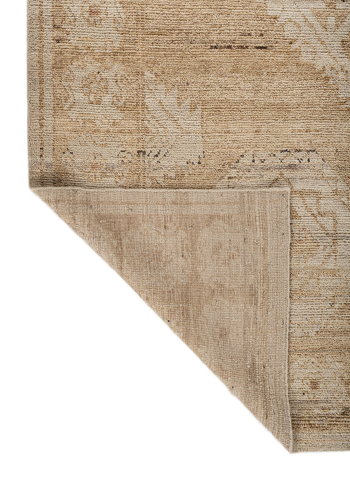 thyme beige and brown afghan wool hand knotted Rug - Perspective