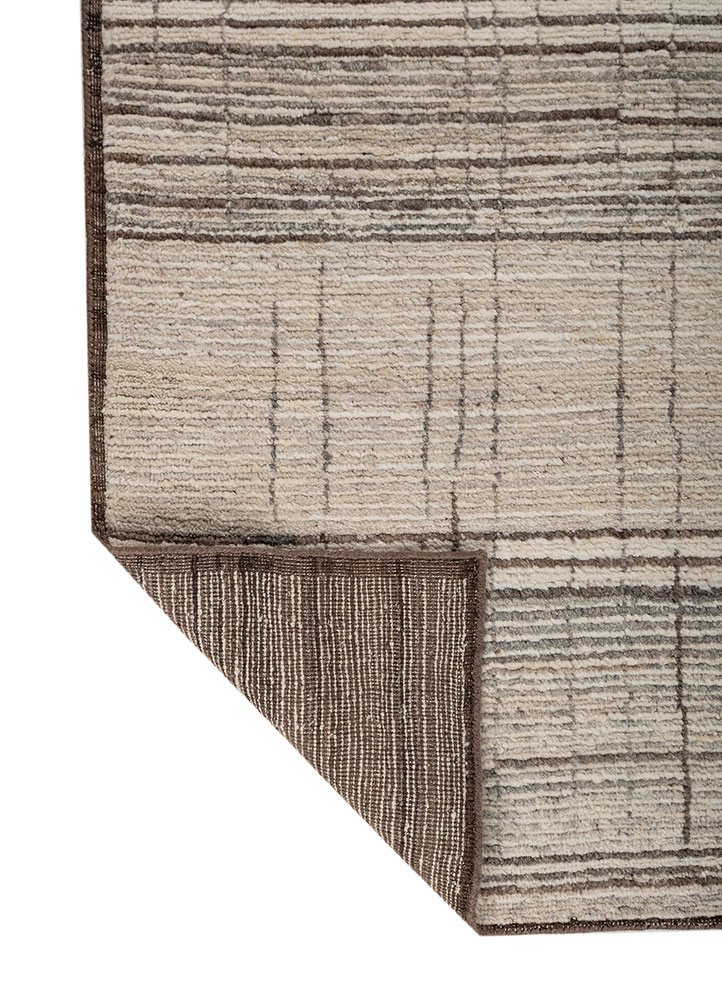 manifest beige and brown wool hand knotted Rug - Perspective