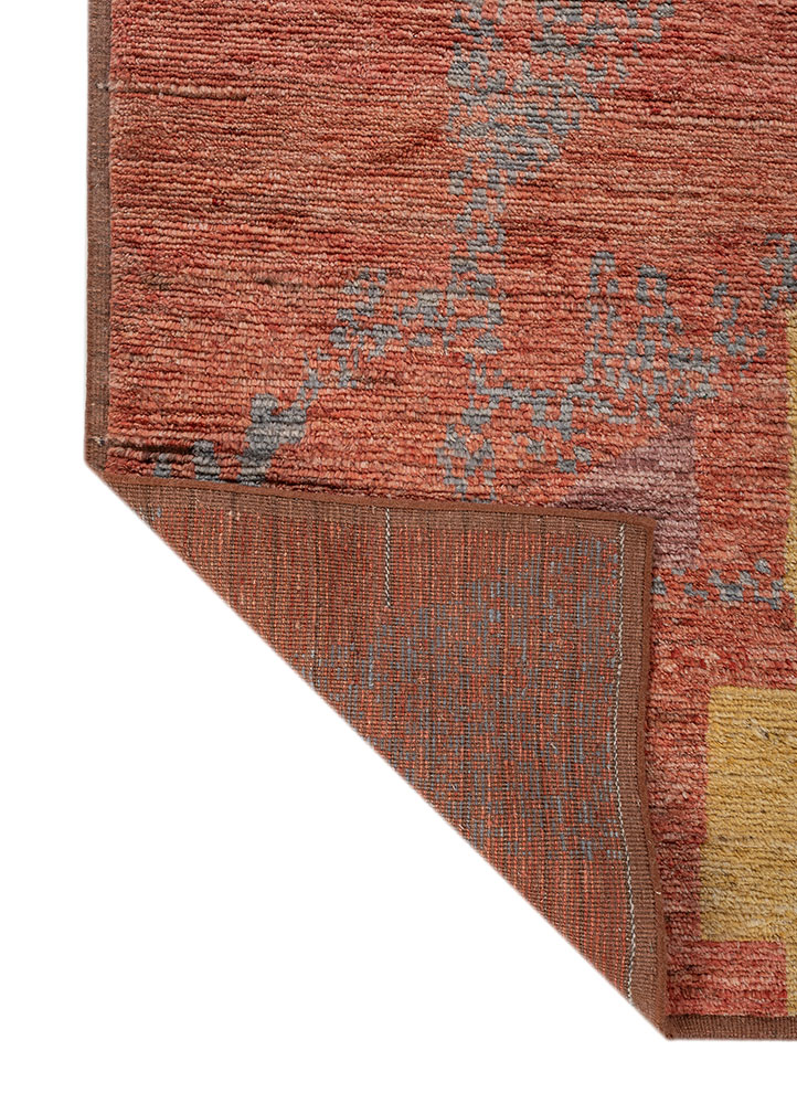 blythe red and orange wool hand knotted Rug - Perspective