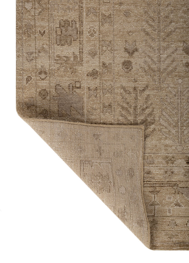 erbe beige and brown wool hand knotted Rug - Perspective