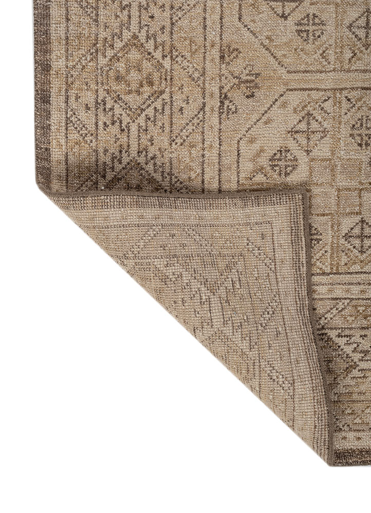 erbe beige and brown wool hand knotted Rug - Perspective