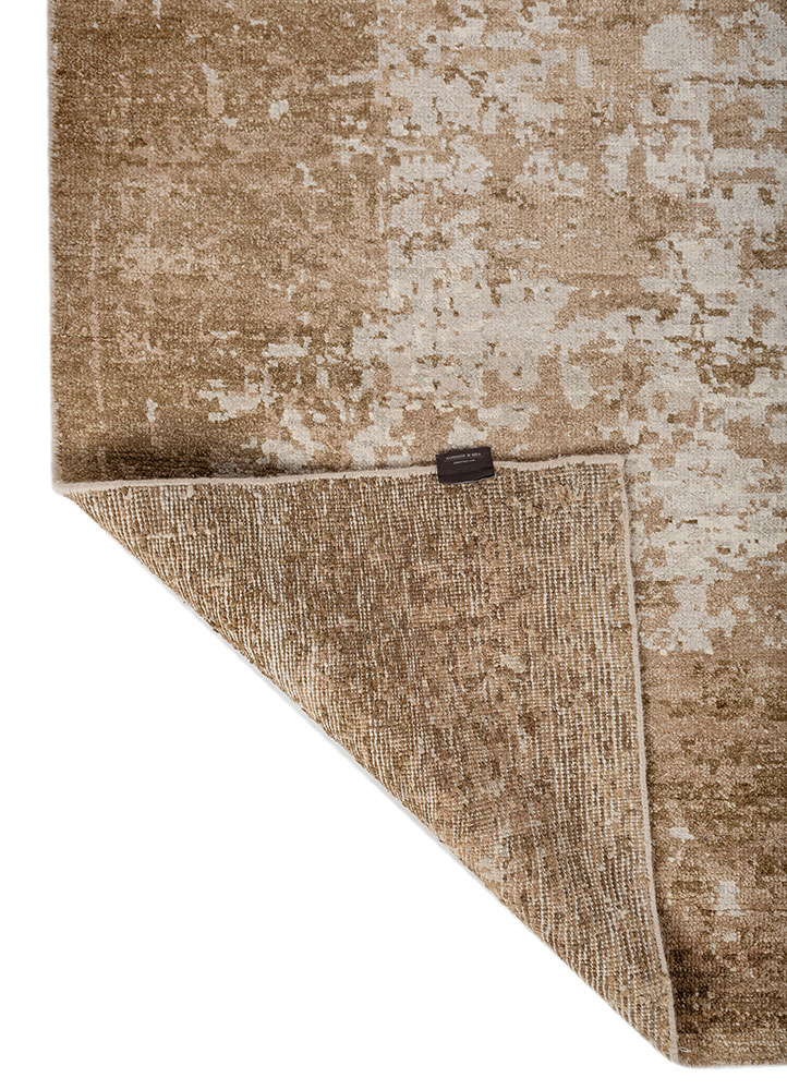 gulmarg beige and brown silk hand knotted Rug - Perspective