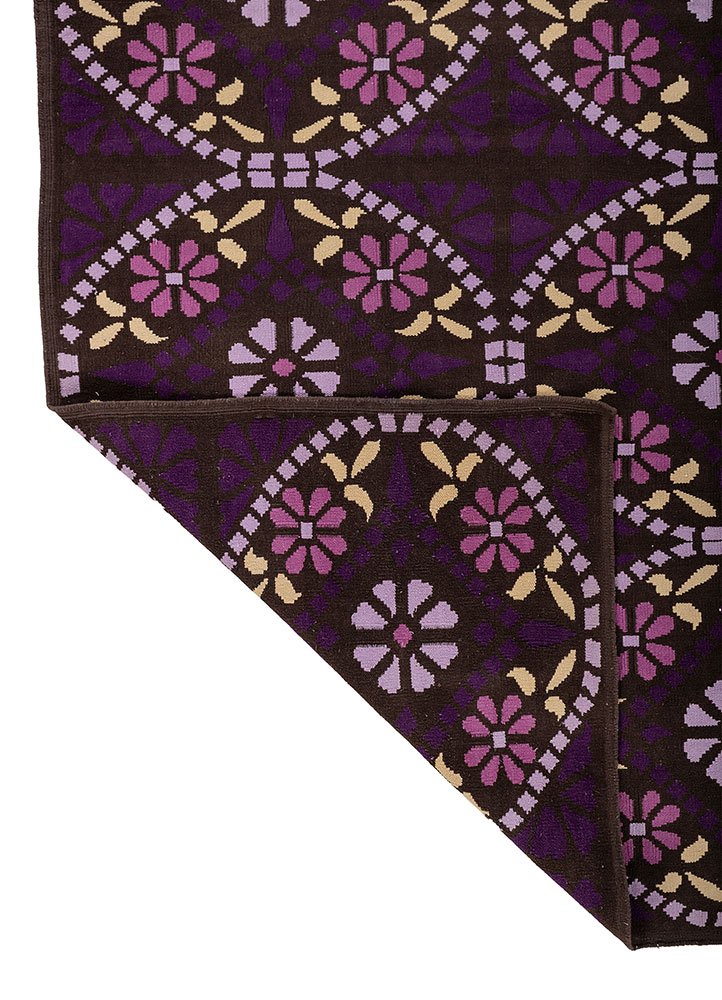 indusbar pink and purple rayon chenille flat weaves Rug - Perspective