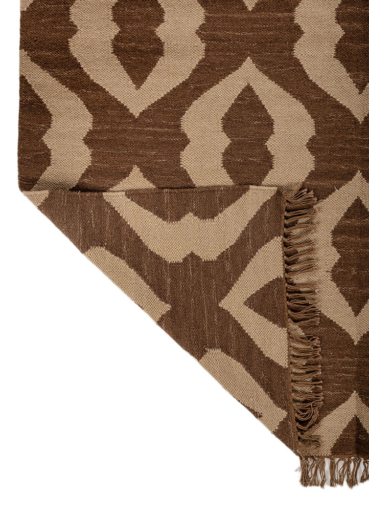 indusbar beige and brown wool flat weaves Rug - Perspective