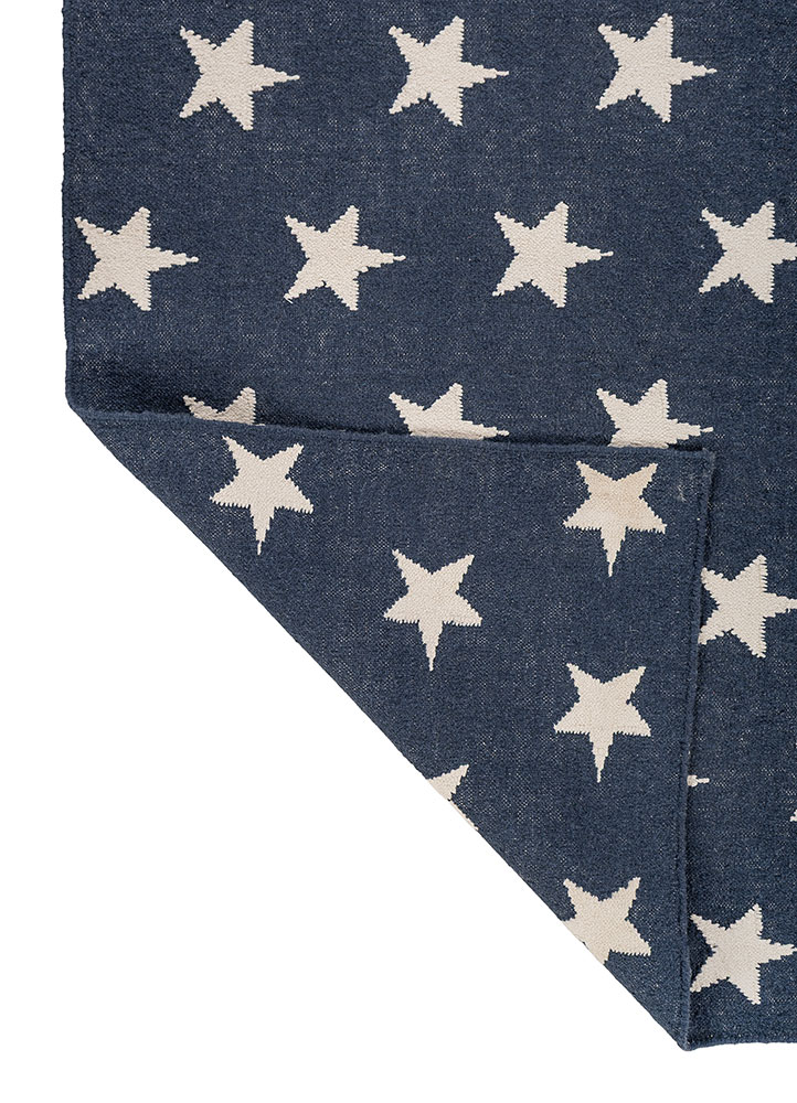 indusbar blue wool flat weaves Rug - Perspective