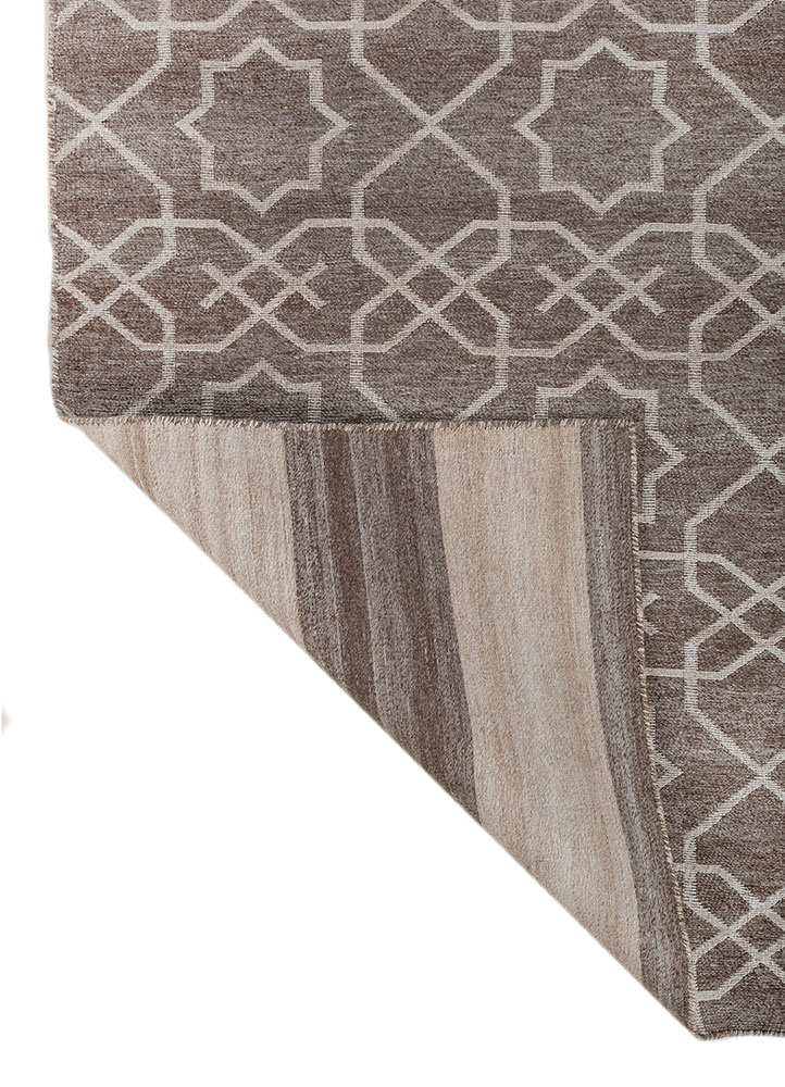 indusbar grey and black wool flat weaves Rug - Perspective