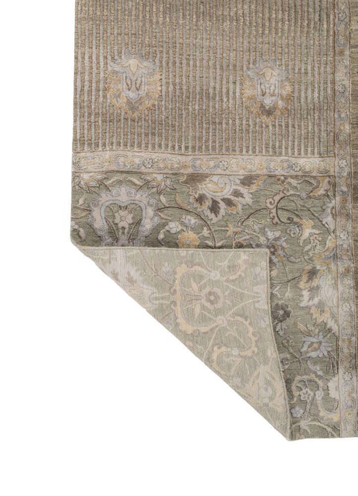 far east beige and brown wool and silk hand knotted Rug - Perspective