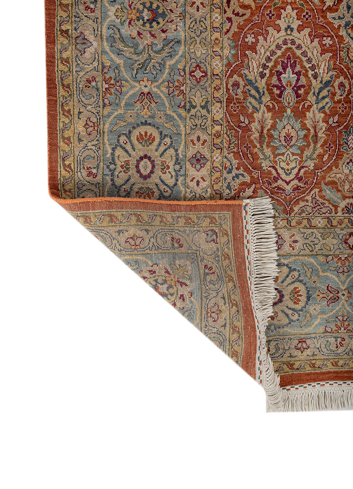 gulnar red and orange wool hand knotted Rug - Perspective