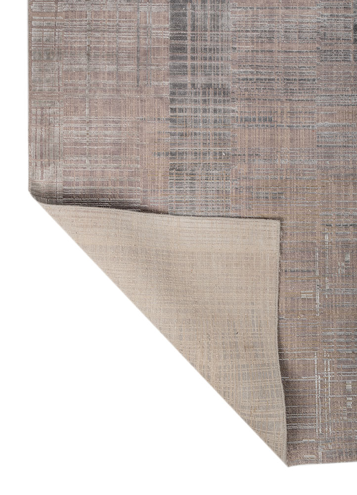 unstring by kavi grey and black wool and bamboo silk hand knotted Rug - Perspective