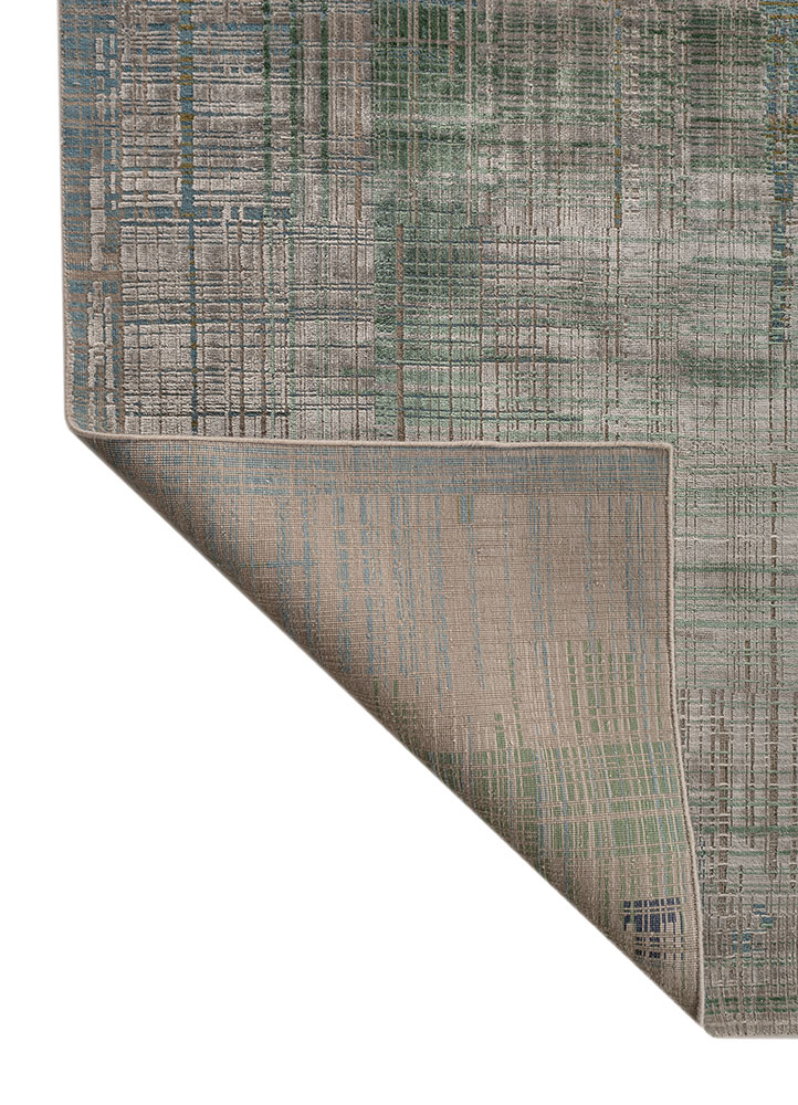 unstring by kavi grey and black wool and bamboo silk hand knotted Rug - Perspective