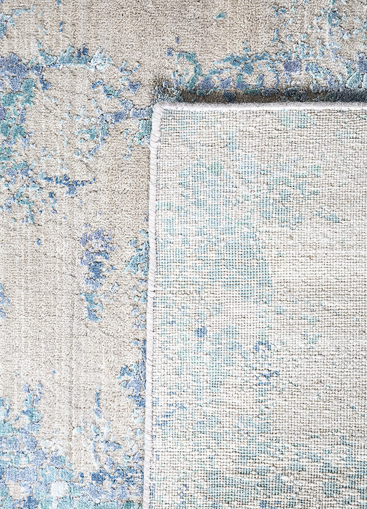 unstring by kavi ivory wool and bamboo silk hand knotted Rug - Perspective