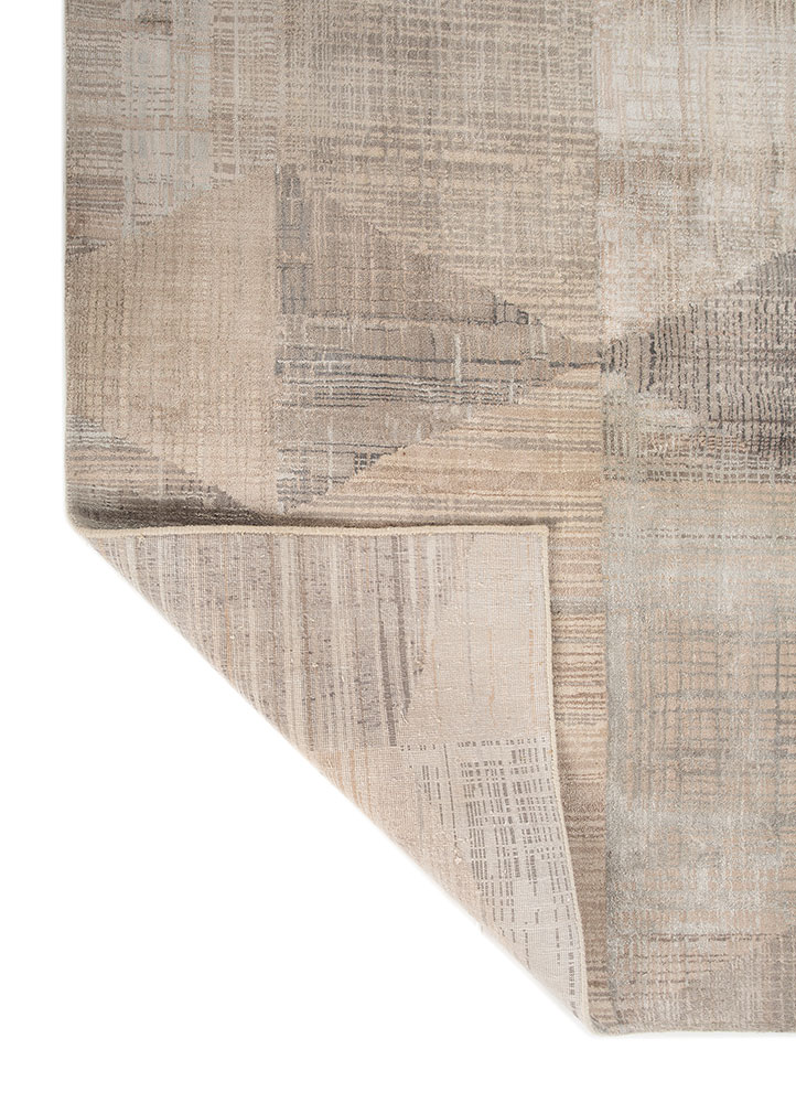 unstring by kavi red and orange wool and bamboo silk hand knotted Rug - Perspective