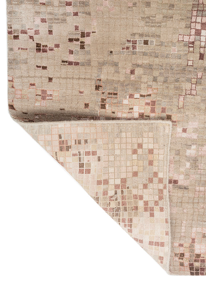 hidden by kavi ivory wool and bamboo silk hand knotted Rug - Perspective