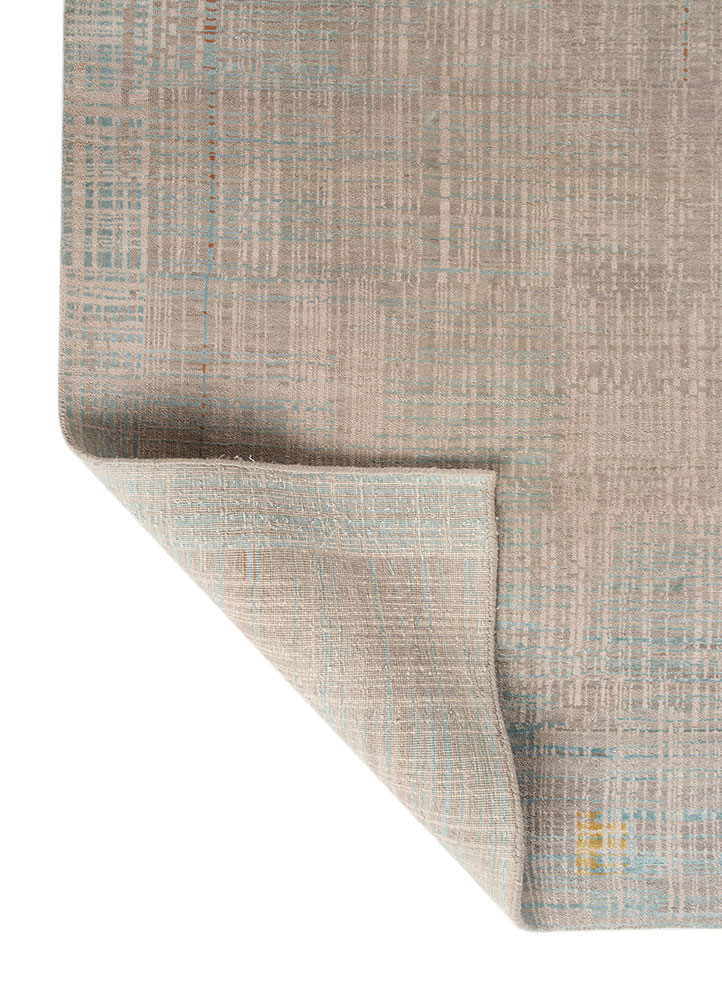 unstring by kavi grey and black wool and bamboo silk hand knotted Rug - Perspective