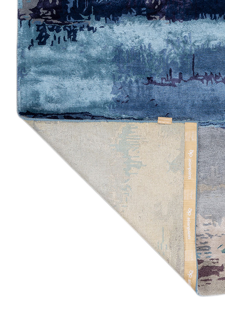 genesis blue wool and viscose hand tufted Rug - Perspective