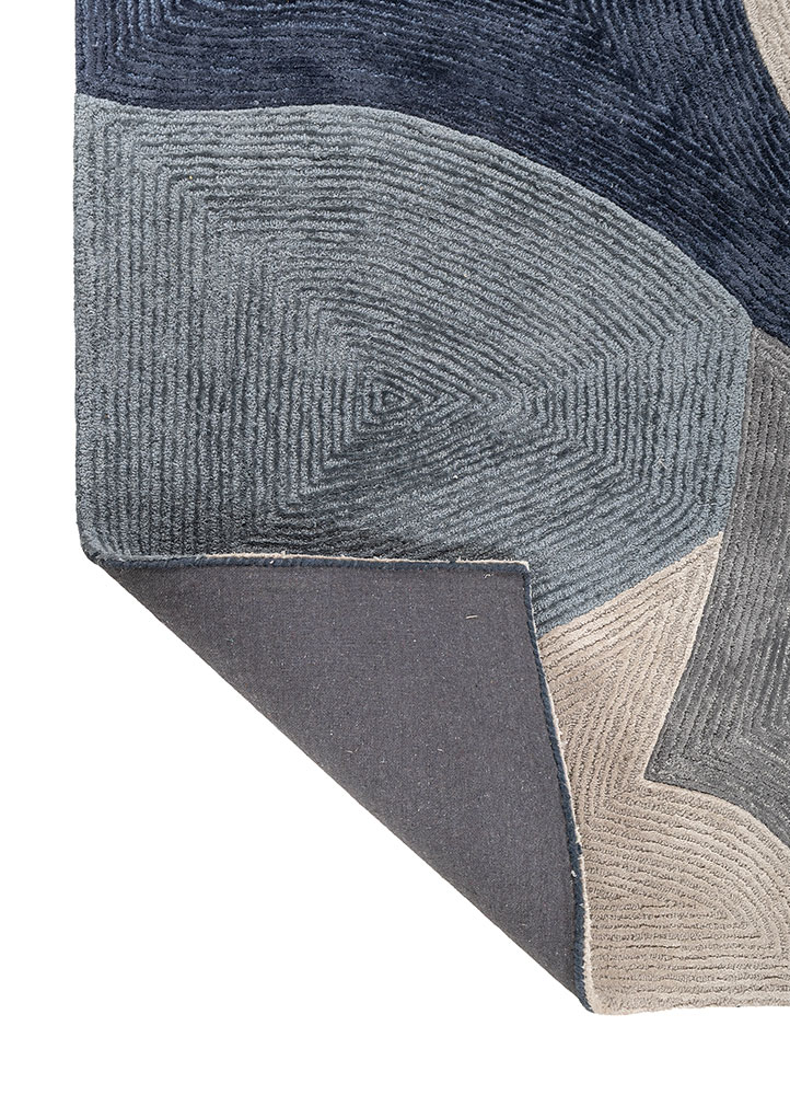 joy blue wool and viscose hand tufted Rug - Perspective