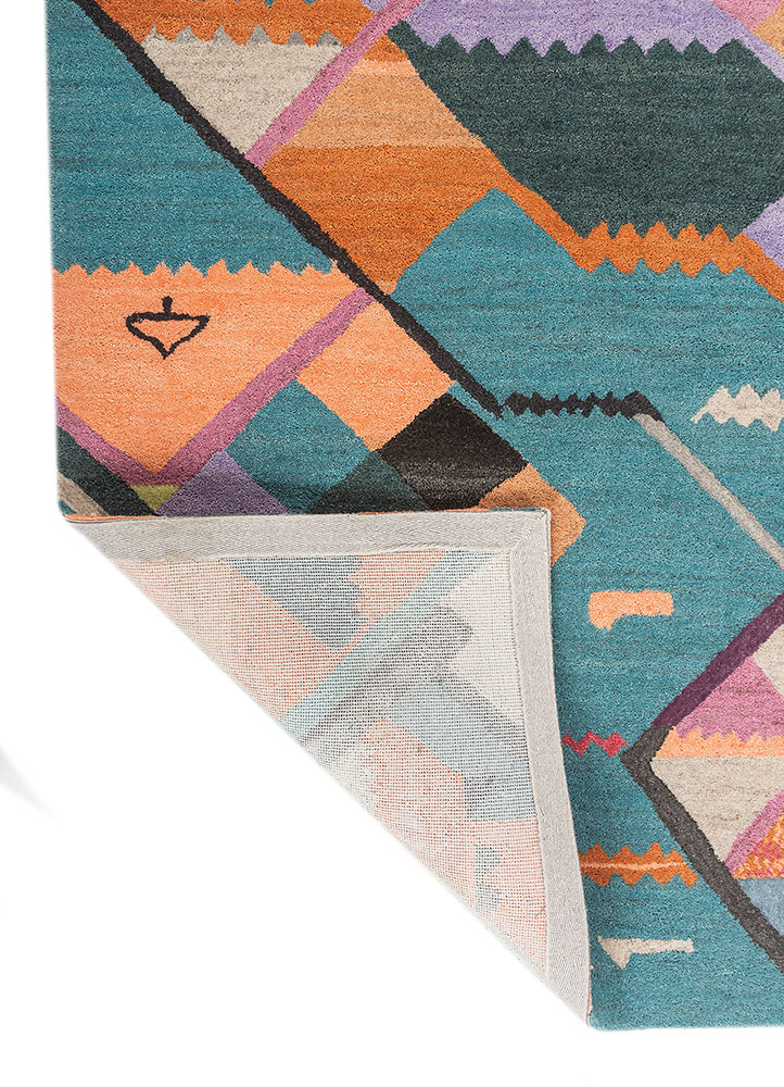 weaver art reserve blue wool hand tufted Rug - Perspective