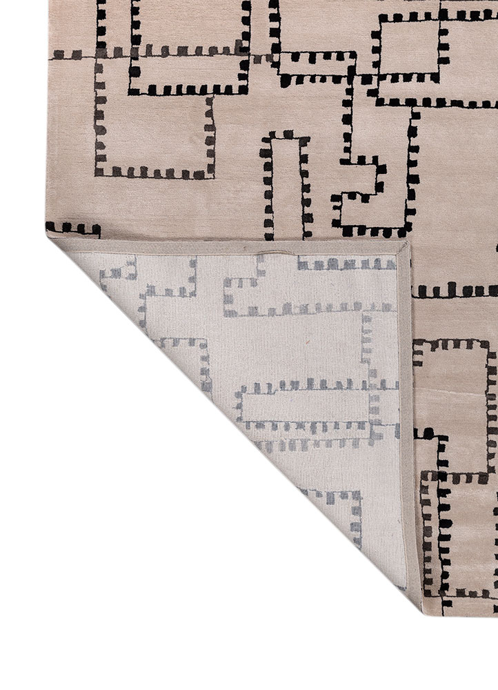 contour ivory wool and viscose hand tufted Rug - Perspective