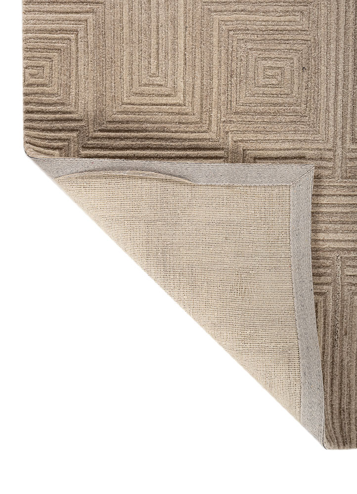 contour beige and brown wool hand tufted Rug - Perspective