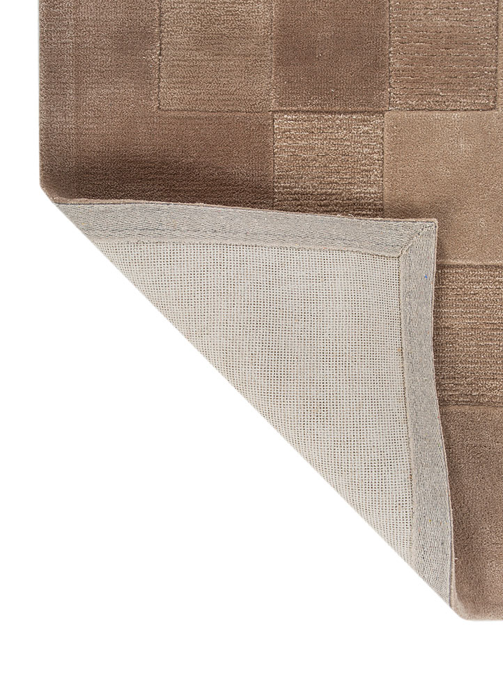 linear beige and brown wool and viscose hand tufted Rug - Perspective