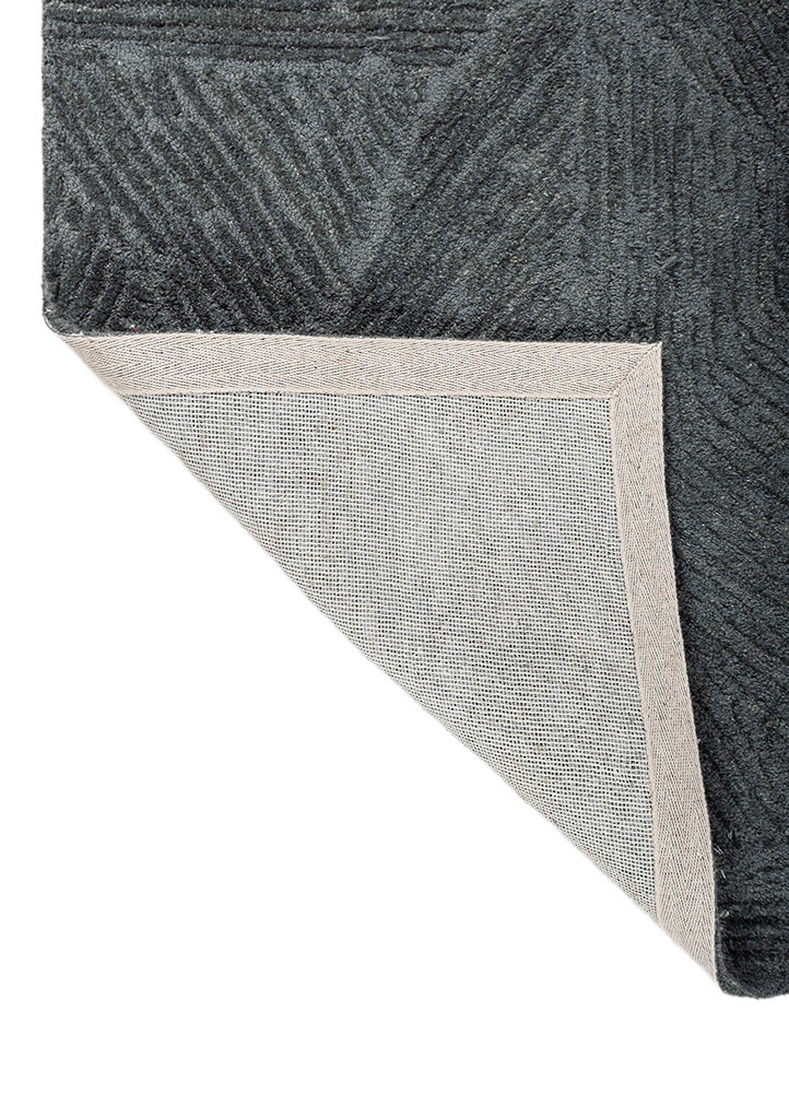 linear blue acrylic hand tufted Rug - Perspective