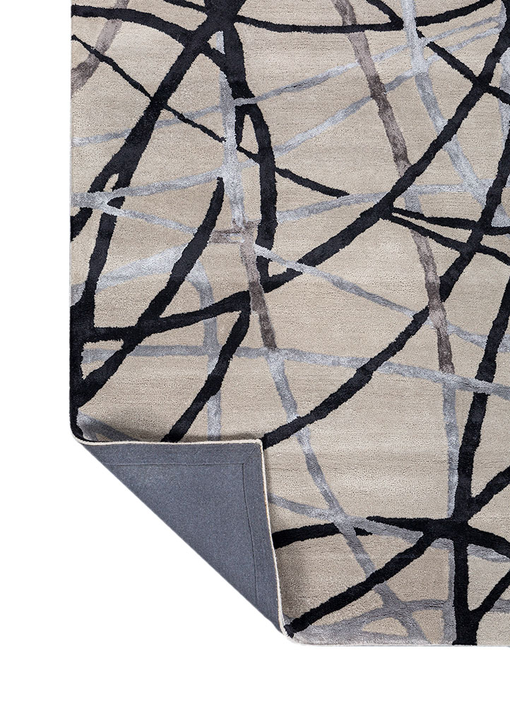 contour grey and black wool and viscose hand tufted Rug - Perspective
