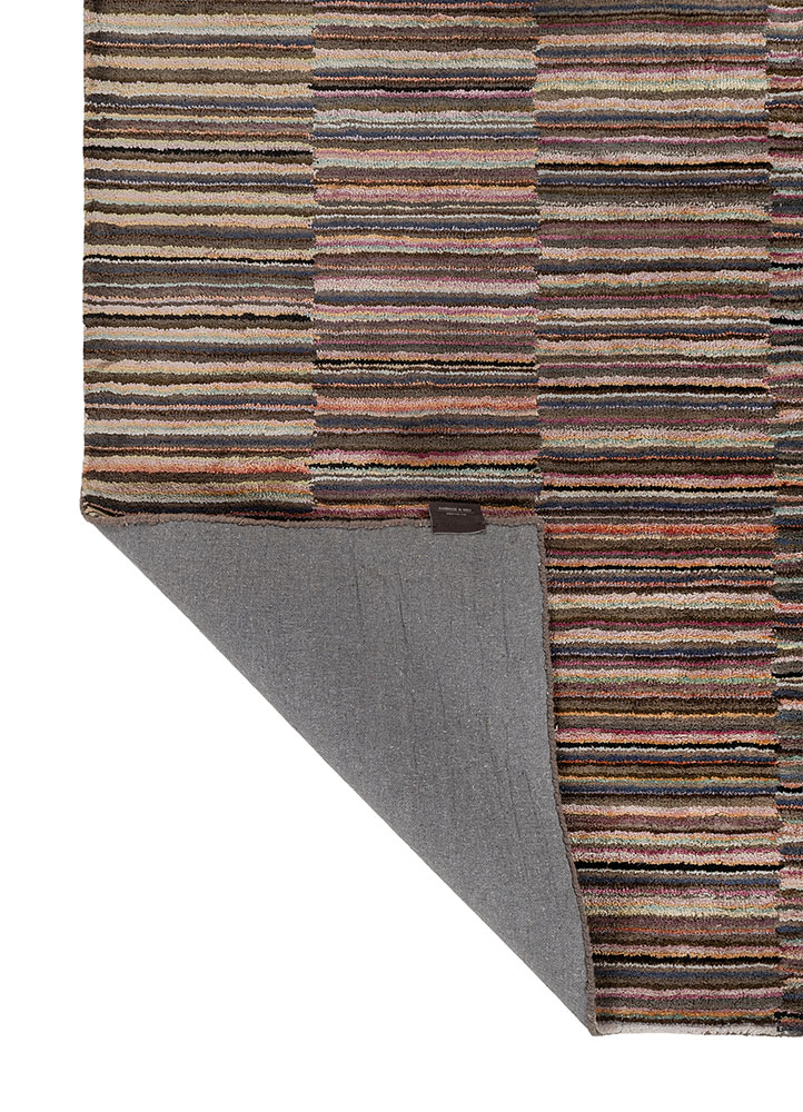 linear pink and purple wool and viscose hand tufted Rug - Perspective