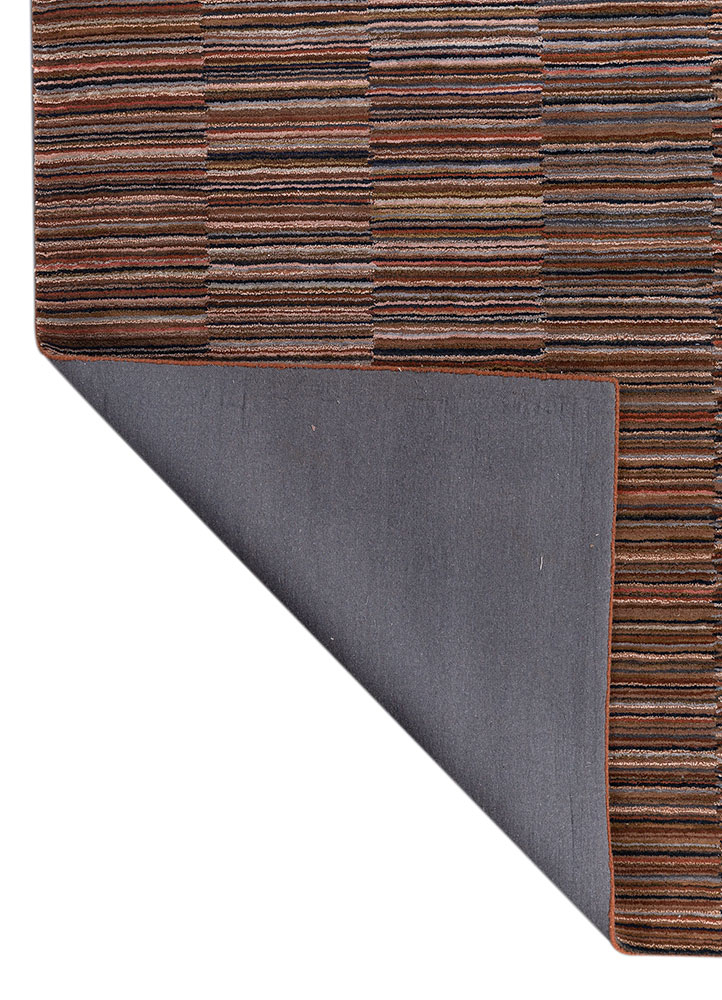 linear red and orange wool and viscose hand tufted Rug - Perspective