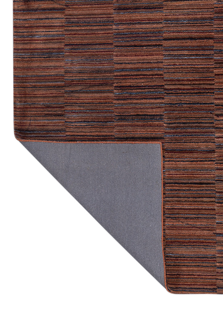 linear red and orange wool and viscose hand tufted Rug - Perspective