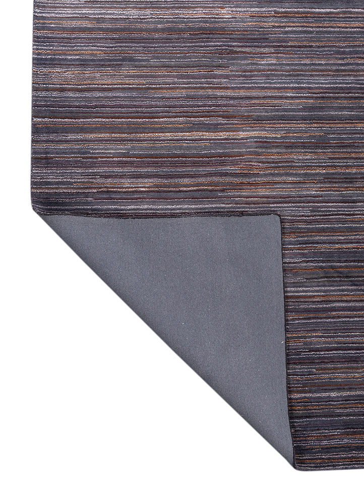 linear grey and black wool and viscose hand tufted Rug - Perspective