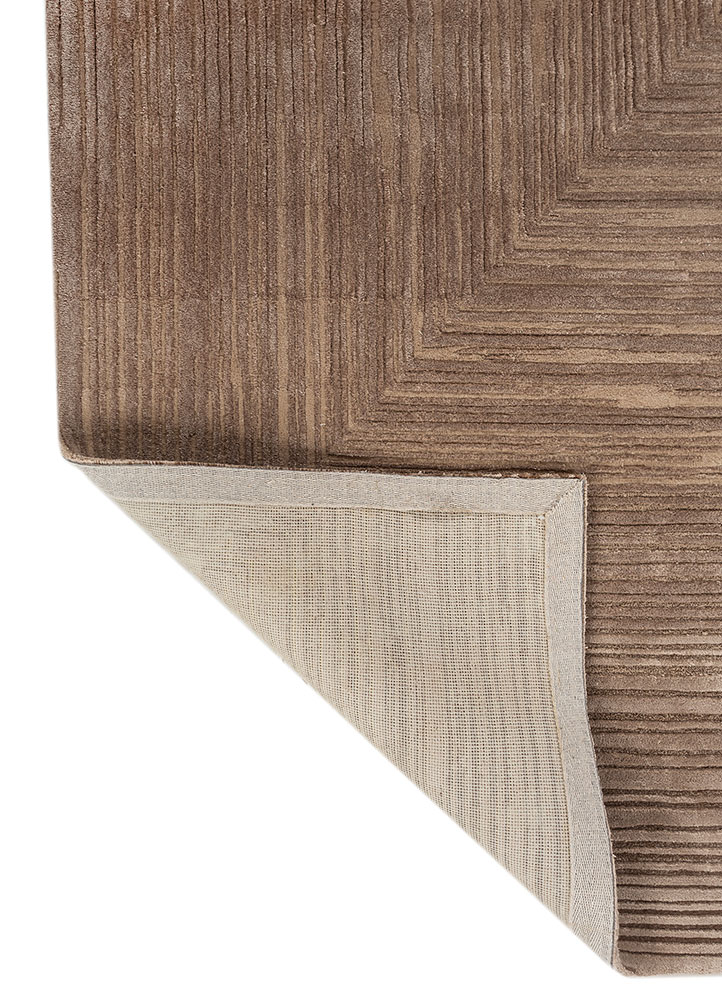 infini beige and brown wool and viscose hand tufted Rug - Perspective