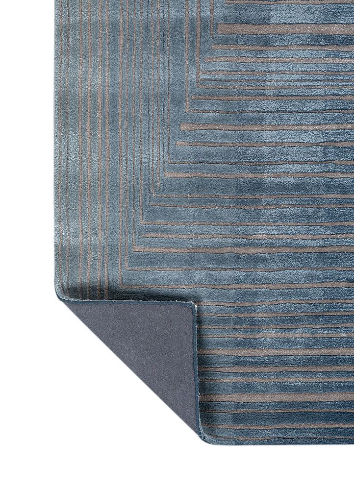 white noise blue wool and viscose hand tufted Rug - Perspective