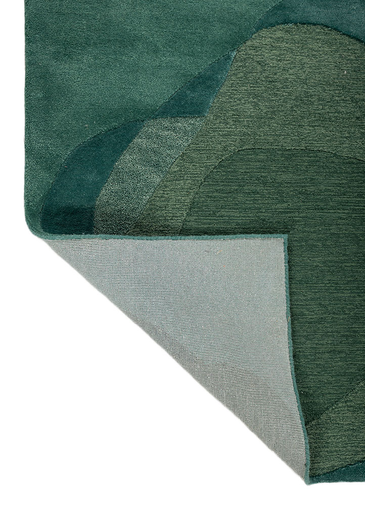 joy green wool and viscose hand tufted Rug - Perspective