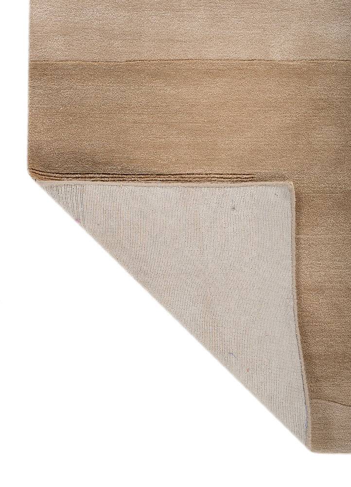 linear beige and brown wool and viscose hand tufted Rug - Perspective