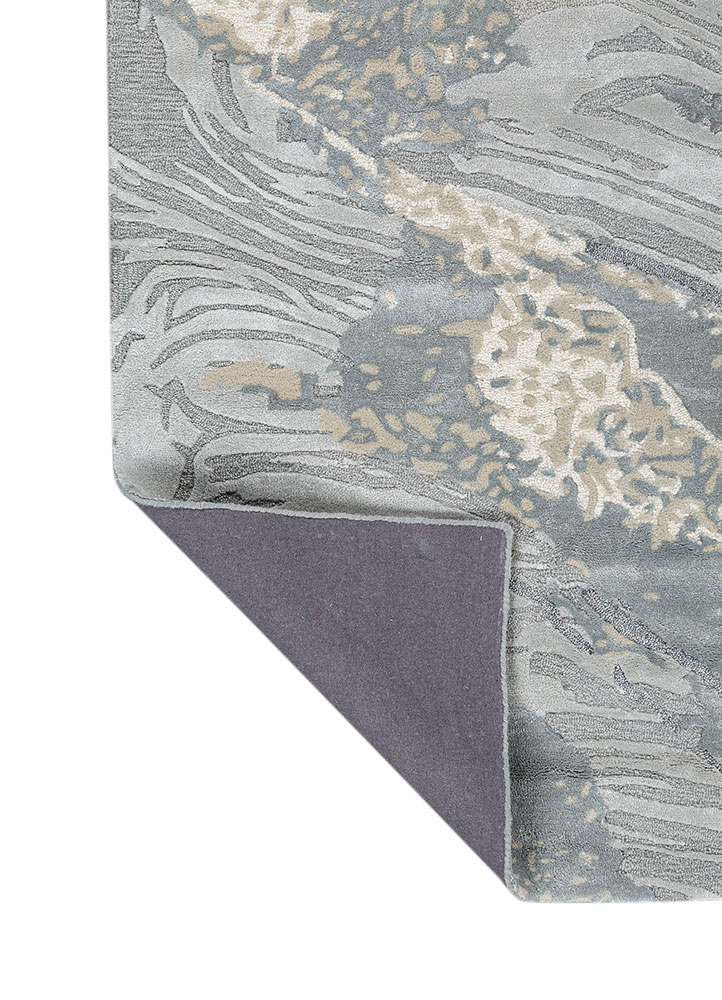 white noise blue wool and viscose hand tufted Rug - Perspective