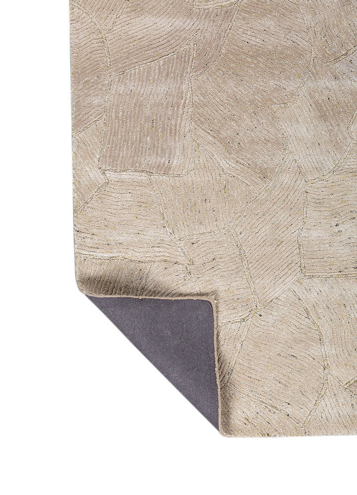 white noise beige and brown wool and viscose hand tufted Rug - Perspective