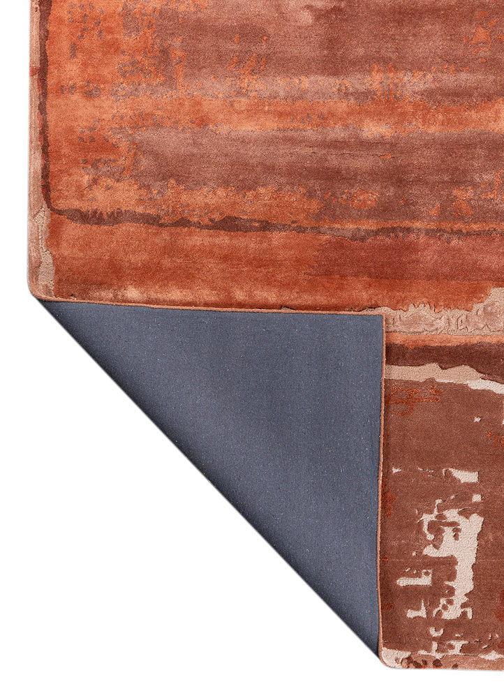 white noise red and orange wool and viscose hand tufted Rug - Perspective