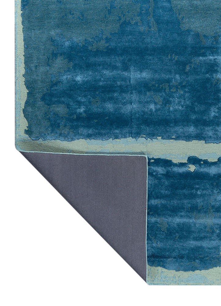 white noise blue wool and viscose hand tufted Rug - Perspective