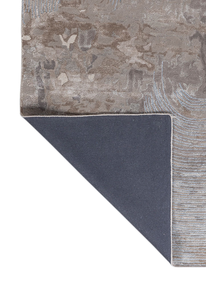 white noise beige and brown wool and viscose hand tufted Rug - Perspective