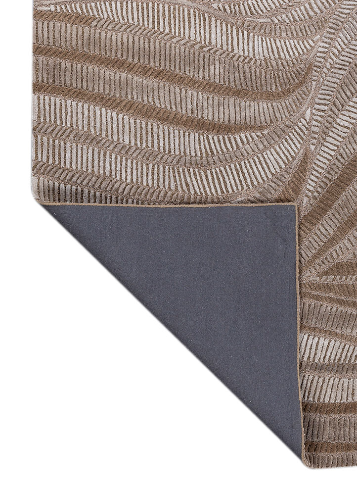 infini beige and brown wool and viscose hand tufted Rug - Perspective