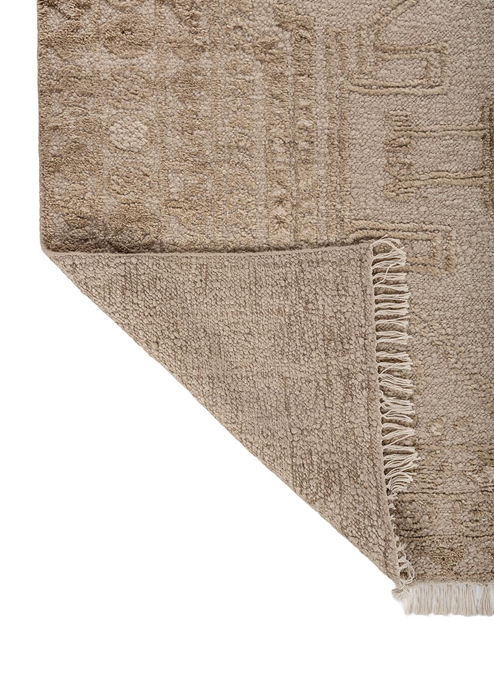 aprezo beige and brown wool hand knotted Rug - Perspective