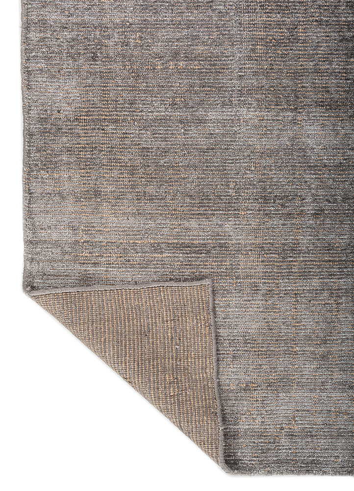 saga grey and black bamboo silk hand loom Rug - Perspective