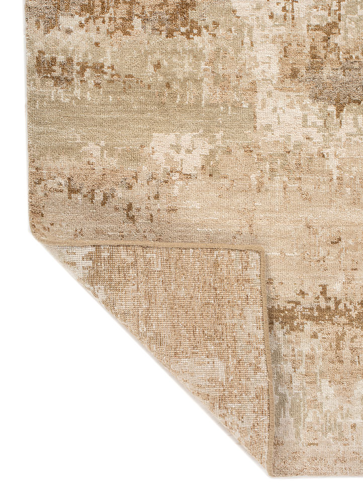 entropy beige and brown wool and silk hand knotted Rug - Perspective