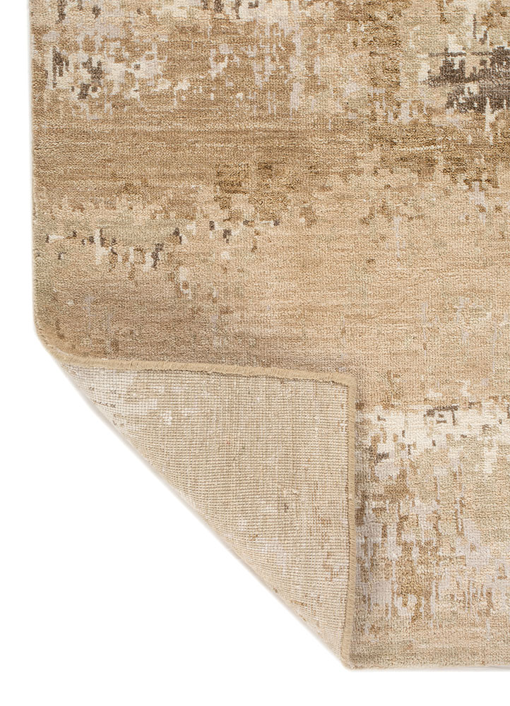 entropy gold wool and silk hand knotted Rug - Perspective