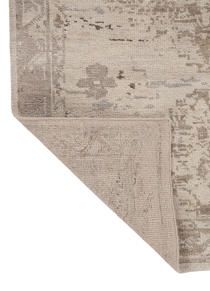 savana beige and brown wool hand knotted Rug - Perspective