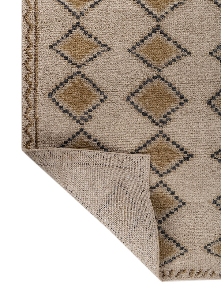 thyme beige and brown wool hand knotted Rug - Perspective