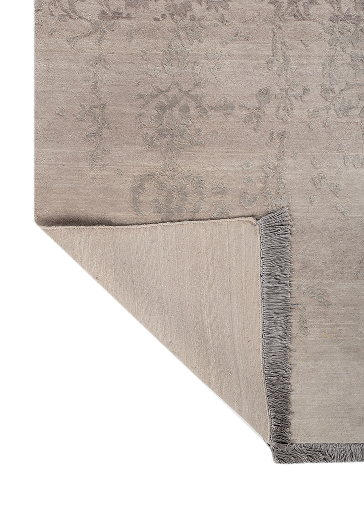 pansy beige and brown wool hand knotted Rug - Perspective